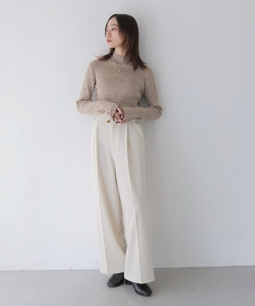 CLEIO（クレイオ）の「【CLEIO】メランジハイネックリブニット/MELANGE HIGH NECK RIB KNIT/986-12624（ニット/セーター・レディース・グレー/ブラック/オリーブ/ベージュ/サーモンピンク・FREE）」の14枚目の写真