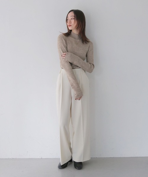 CLEIO（クレイオ）の「【CLEIO】メランジハイネックリブニット/MELANGE HIGH NECK RIB KNIT/986-12624（ニット/セーター・レディース・グレー/ブラック/オリーブ/ベージュ/サーモンピンク・FREE）」の12枚目の写真