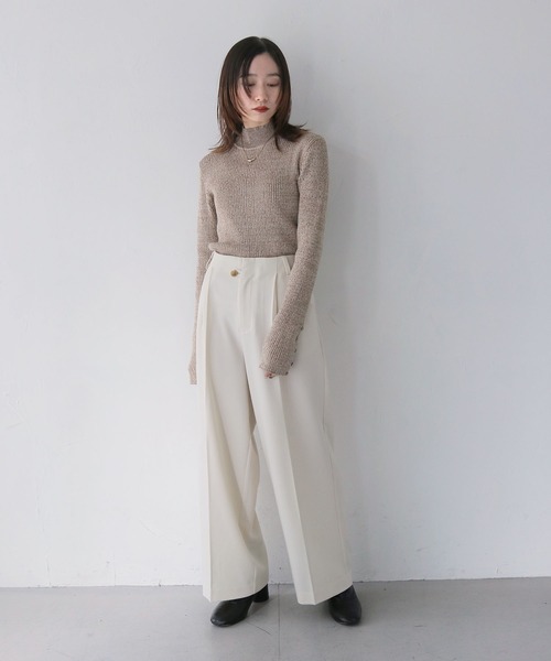 CLEIO（クレイオ）の「【CLEIO】メランジハイネックリブニット/MELANGE HIGH NECK RIB KNIT/986-12624（ニット/セーター・レディース・グレー/ブラック/オリーブ/ベージュ/サーモンピンク・FREE）」の13枚目の写真