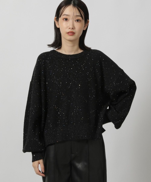 LAKOLE（ラコレ）の「スパンコールニットプルオーバー / 146745（ニット/セーター・レディース・アイボリー/ブラック/ブルー・FREE）」の2枚目の写真