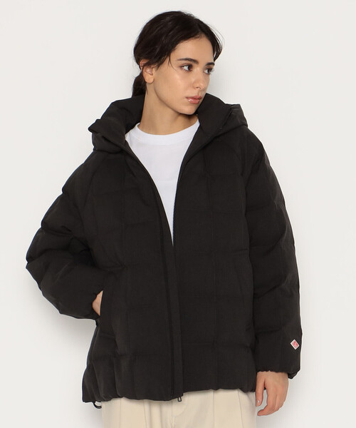 DANTONダントンSQUARE QUILTED DOWN JACKETブラック DANTON｜WOMEN'S NYLON TAFFETA SQUARE QUILTED DOWN JACKET