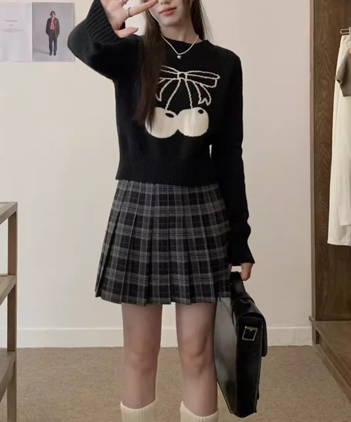 Vipoa(ヴィポア)の「girly cherry セーター(ニット/セーター・レディース・レッド/ブラック・FREE)」の7枚目の写真
