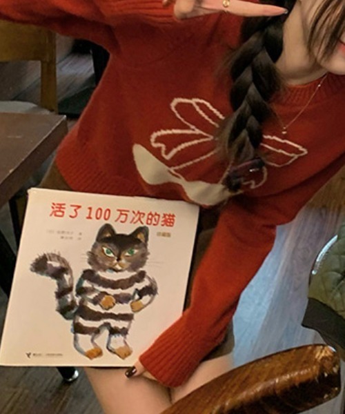 Vipoa(ヴィポア)の「girly cherry セーター(ニット/セーター・レディース・レッド/ブラック・FREE)」の11枚目の写真