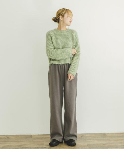 ITEMS URBANRESEARCH（アイテムズ アーバンリサーチ）の「ミックスシャギーショートニット（ニット/セーター・レディース・チャコールグレー/グリーン系その他/ピンク・FREE）」の7枚目の写真