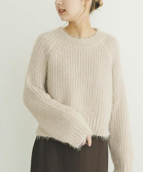 ITEMS URBANRESEARCH（アイテムズ アーバンリサーチ）の「ミックスシャギーショートニット（ニット/セーター・レディース・チャコールグレー/グリーン系その他/ピンク・FREE）」の14枚目の写真