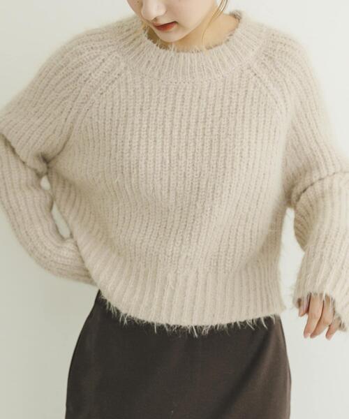 ITEMS URBANRESEARCH（アイテムズ アーバンリサーチ）の「ミックスシャギーショートニット（ニット/セーター・レディース・チャコールグレー/グリーン系その他/ピンク・FREE）」の15枚目の写真