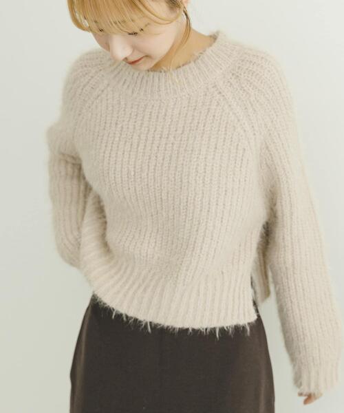 ITEMS URBANRESEARCH（アイテムズ アーバンリサーチ）の「ミックスシャギーショートニット（ニット/セーター・レディース・チャコールグレー/グリーン系その他/ピンク・FREE）」の16枚目の写真