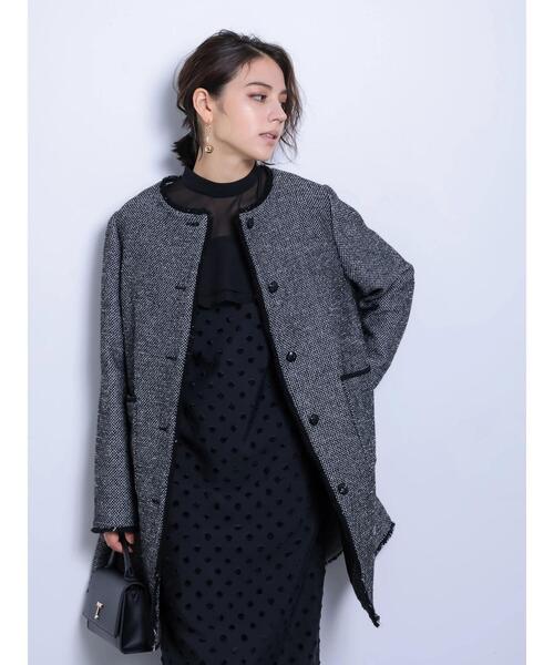 Te chichi CLASSIC（テチチクラシック）の「ネコアシツィードクラシカルコート（その他アウター・レディース・ブラック/ネイビー・F）」の3枚目の写真