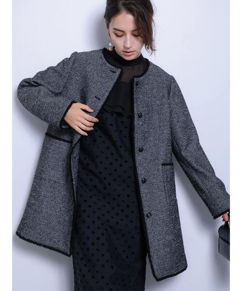 Te chichi CLASSIC（テチチクラシック）の「ネコアシツィードクラシカルコート（その他アウター・レディース・ブラック/ネイビー・F）」の10枚目の写真