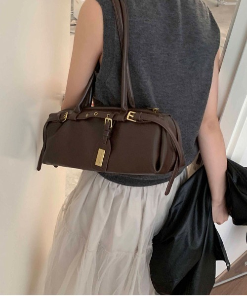 FREE STYLISTS(フリー スタイリスト)の「《横長バッグ》クラシカルレトロダブル バックル ボストンバッグ(ボストンバッグ・レディース・ワイン/ブラック・FREE)」の11枚目の写真