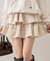 サテンライクフリルティアードミニスカート