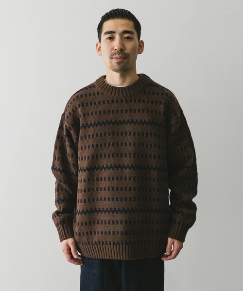 URBAN RESEARCH DOORS(アーバンリサーチドアーズ)の「ウールブレンド柄ニットプルオーバー(ニット/セーター・メンズ・ブラウン系その他/グレー系その他・MEDIUM/LARGE)」の5枚目の写真