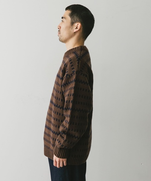 URBAN RESEARCH DOORS(アーバンリサーチドアーズ)の「ウールブレンド柄ニットプルオーバー(ニット/セーター・メンズ・ブラウン系その他/グレー系その他・MEDIUM/LARGE)」の6枚目の写真