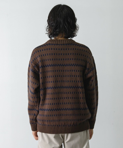 URBAN RESEARCH DOORS(アーバンリサーチドアーズ)の「ウールブレンド柄ニットプルオーバー(ニット/セーター・メンズ・ブラウン系その他/グレー系その他・MEDIUM/LARGE)」の10枚目の写真