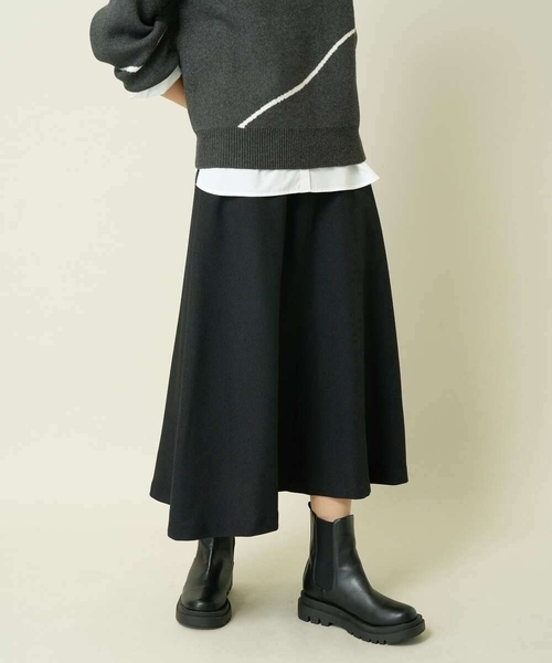 a.v.v（アーヴェヴェ）の「【洗える】ウール調フレアスカート（スカート・レディース・ブラック/グレー系その他・36/40/38/34/42）」の3枚目の写真