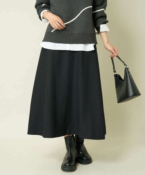 a.v.v（アーヴェヴェ）の「【洗える】ウール調フレアスカート（スカート・レディース・ブラック/グレー系その他・36/40/38/34/42）」の4枚目の写真