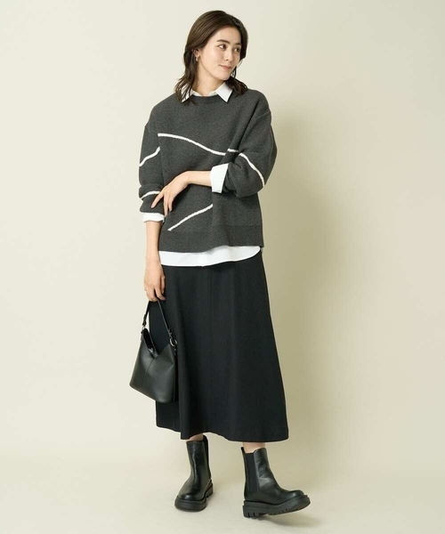 a.v.v（アーヴェヴェ）の「【洗える】ウール調フレアスカート（スカート・レディース・ブラック/グレー系その他・36/40/38/34/42）」の5枚目の写真