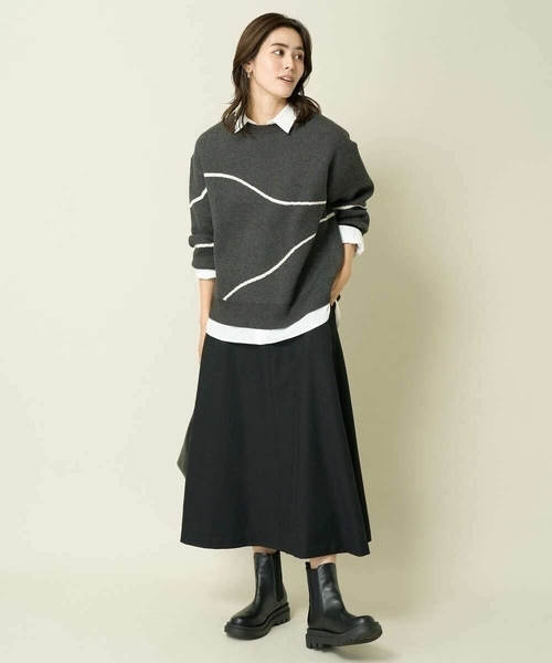 a.v.v（アーヴェヴェ）の「【洗える】ウール調フレアスカート（スカート・レディース・ブラック/グレー系その他・36/40/38/34/42）」の6枚目の写真