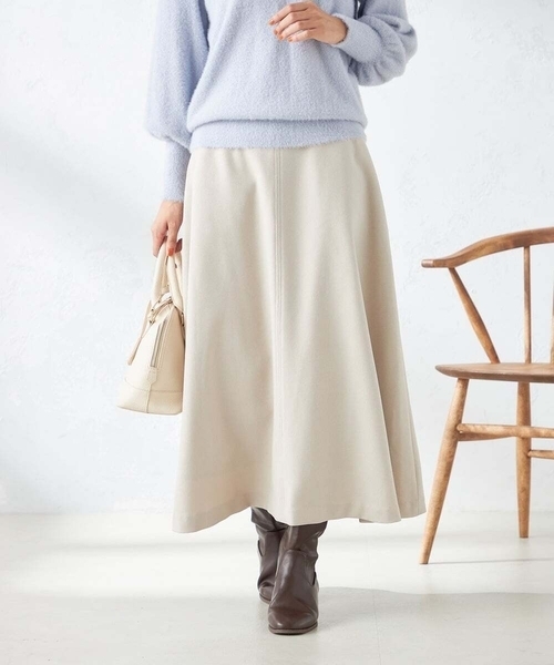 a.v.v（アーヴェヴェ）の「【洗える】ウール調フレアスカート（スカート・レディース・ブラック/グレー系その他・36/40/38/34/42）」の8枚目の写真