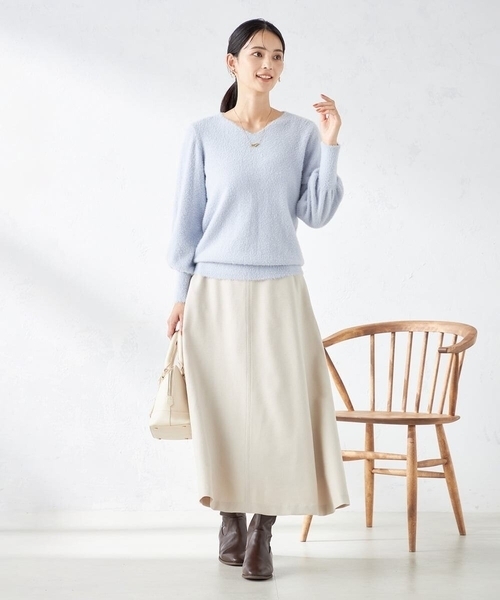 a.v.v（アーヴェヴェ）の「【洗える】ウール調フレアスカート（スカート・レディース・ブラック/グレー系その他・36/40/38/34/42）」の10枚目の写真