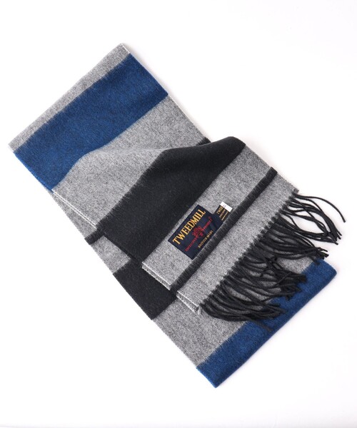 【TWEEDMILL/ツイードミル】Lambswool Muffler Border 25