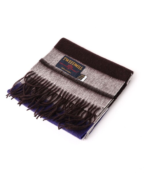 TWEED MILL(ツイードミル)の「【TWEEDMILL/ツイードミル】Lambswool Muffler Border 25(マフラー・メンズ・グレー系その他/ブラウン系その他・FREE)」の9枚目の写真