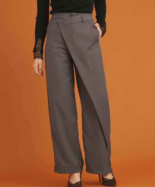 Edit Sheen（エディットシーン）の「ラップワイドパンツ（その他パンツ・レディース・ブラック/グレー・M）」の2枚目の写真