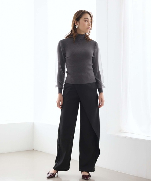 Edit Sheen（エディットシーン）の「ラップワイドパンツ（その他パンツ・レディース・ブラック/グレー・M）」の10枚目の写真