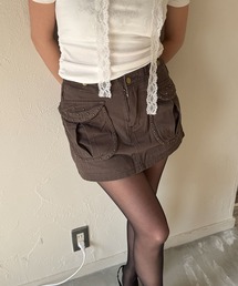 FOLLOWIN | [グランジ] スタッズカーゴポケットミニスカート(スカート)