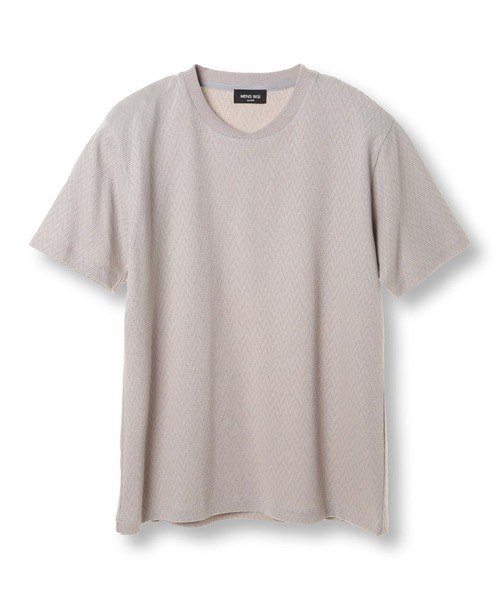 MEN'S BIGI（メンズビギ）の「シェブロン柄リンクスジャカードTシャツ<接触冷感><抗菌防臭>（Tシャツ/カットソー・メンズ・ダークネイビー/グリーン/ホワイト/グレー・04/03/02/01）」の2枚目の写真