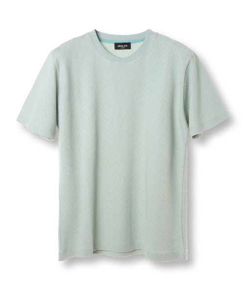 MEN'S BIGI（メンズビギ）の「シェブロン柄リンクスジャカードTシャツ<接触冷感><抗菌防臭>（Tシャツ/カットソー・メンズ・ダークネイビー/グリーン/ホワイト/グレー・04/03/02/01）」の3枚目の写真