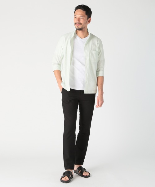 MEN'S BIGI（メンズビギ）の「シェブロン柄リンクスジャカードTシャツ<接触冷感><抗菌防臭>（Tシャツ/カットソー・メンズ・ダークネイビー/グリーン/ホワイト/グレー・04/03/02/01）」の11枚目の写真