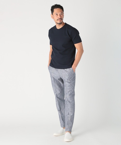 MEN'S BIGI（メンズビギ）の「シェブロン柄リンクスジャカードTシャツ<接触冷感><抗菌防臭>（Tシャツ/カットソー・メンズ・ダークネイビー/グリーン/ホワイト/グレー・04/03/02/01）」の17枚目の写真