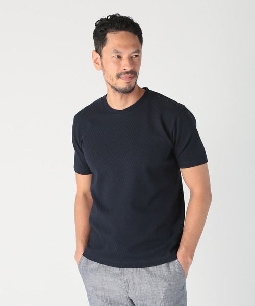 MEN'S BIGI（メンズビギ）の「シェブロン柄リンクスジャカードTシャツ<接触冷感><抗菌防臭>（Tシャツ/カットソー・メンズ・ダークネイビー/グリーン/ホワイト/グレー・04/03/02/01）」の16枚目の写真