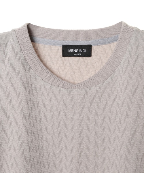 MEN'S BIGI（メンズビギ）の「シェブロン柄リンクスジャカードTシャツ<接触冷感><抗菌防臭>（Tシャツ/カットソー・メンズ・ダークネイビー/グリーン/ホワイト/グレー・04/03/02/01）」の22枚目の写真