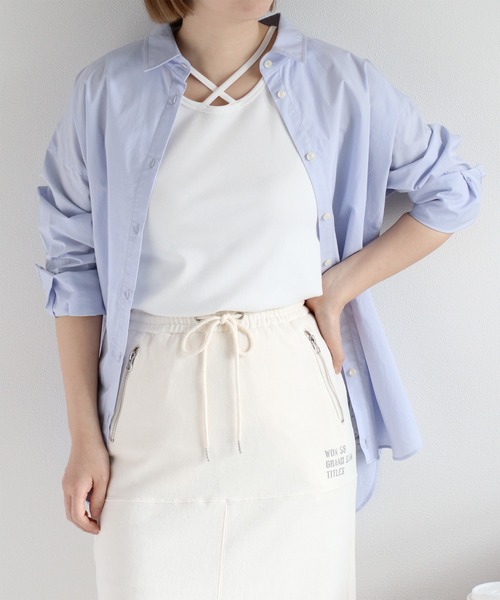 cepo(セポ)の「〈2way〉レギュラーシャツブラウス&カシュクール(シャツ/ブラウス・レディース・オフホワイト/ブラック/サックスブルー/ピンク・M)」の2枚目の写真