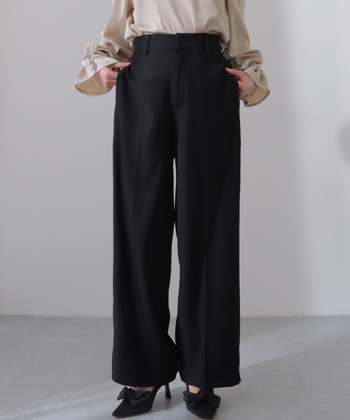 Lace Ladies(レースレディース)の「ソリッドカラー ハイウエスト ワイド ストレート パンツ(スラックス・レディース・ネイビー/ブラウン/ブラック/チャコールグレー・S/M/L)」の22枚目の写真