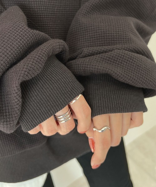 Futier land(フューティアランド)の「薄手オーバーサイズワッフルスウエット(スウェット・レディース・グレー/チャコールグレー/ピンク・FREE)」の14枚目の写真