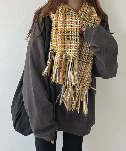 Futier land(フューティアランド)の「薄手オーバーサイズワッフルスウエット(スウェット・レディース・グレー/チャコールグレー/ピンク・FREE)」の13枚目の写真