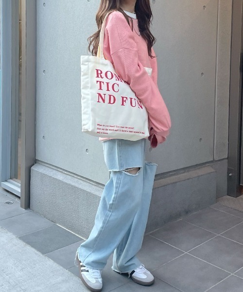 Futier land(フューティアランド)の「薄手オーバーサイズワッフルスウエット(スウェット・レディース・グレー/チャコールグレー/ピンク・FREE)」の7枚目の写真