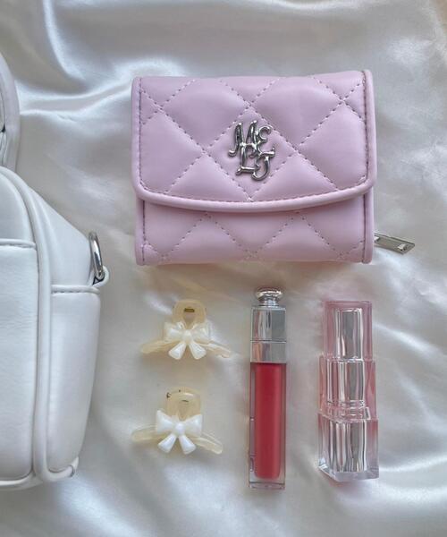 WEGO（ウィゴー）の「WEGO/メタルロゴキルティングウォレット（財布・レディース・サックスブルー/ライトピンク/ブラック/シルバー/ホワイト/ライトパープル・FREE）」の5枚目の写真