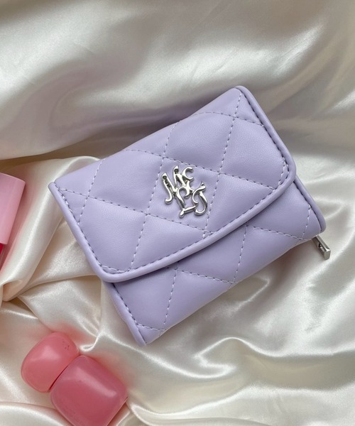 WEGO（ウィゴー）の「WEGO/メタルロゴキルティングウォレット（財布・レディース・サックスブルー/ライトピンク/ブラック/シルバー/ホワイト/ライトパープル・FREE）」の4枚目の写真