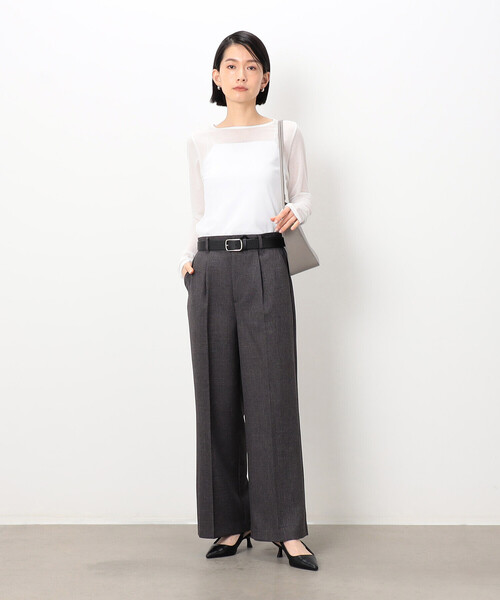 COMME CA ISM(コムサイズム)の「シアー ボートネック カットソー(Tシャツ/カットソー・レディース・ホワイト/ブラック・MEDIUM/LARGE)」の9枚目の写真