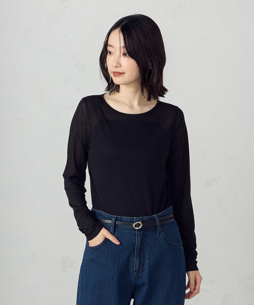 COMME CA ISM(コムサイズム)の「シアー ボートネック カットソー(Tシャツ/カットソー・レディース・ホワイト/ブラック・MEDIUM/LARGE)」の12枚目の写真
