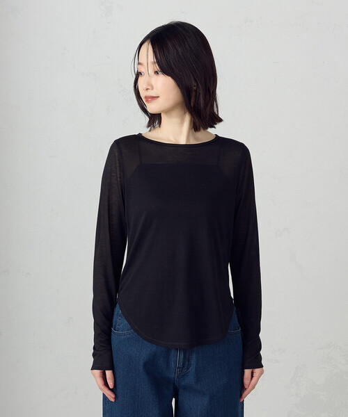 COMME CA ISM(コムサイズム)の「シアー ボートネック カットソー(Tシャツ/カットソー・レディース・ホワイト/ブラック・MEDIUM/LARGE)」の13枚目の写真