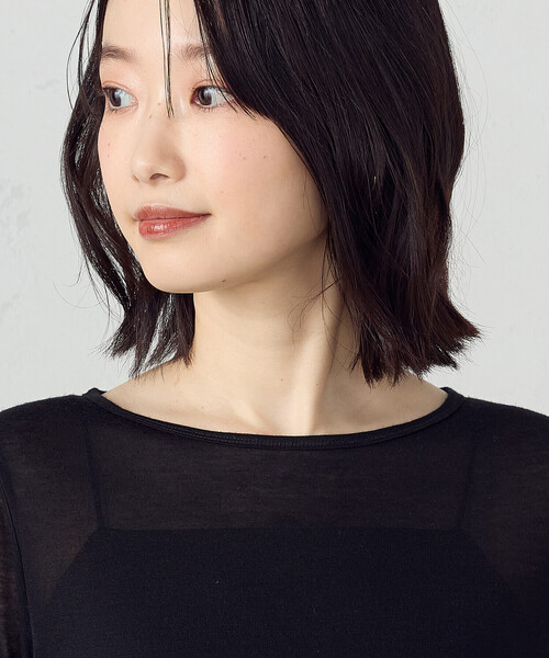 COMME CA ISM(コムサイズム)の「シアー ボートネック カットソー(Tシャツ/カットソー・レディース・ホワイト/ブラック・MEDIUM/LARGE)」の5枚目の写真