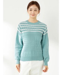 ボーダーパッチワークニット