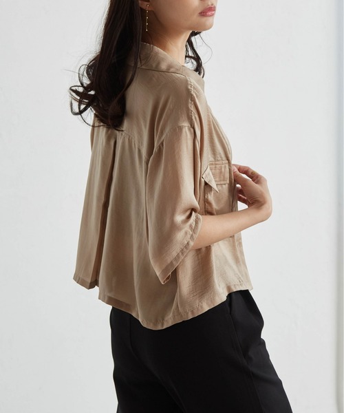 RANAN（ラナン）の「ダブルポケットショートシャツ（シャツ/ブラウス・レディース・アイボリー/チャコール/ベージュ・LL/L/M）」の16枚目の写真
