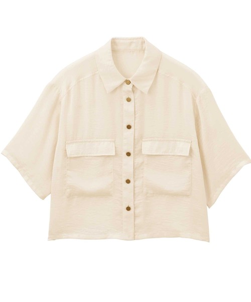 RANAN（ラナン）の「ダブルポケットショートシャツ（シャツ/ブラウス・レディース・アイボリー/チャコール/ベージュ・LL/L/M）」の18枚目の写真