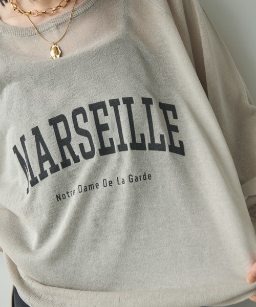 Shelly island（シェリーアイランド）の「ルーズシアーロゴニット（ニット/セーター・レディース・ライトグレー/チャコールグレー・FREE）」の12枚目の写真